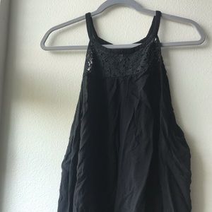 Plus Size High Neck Black Tank